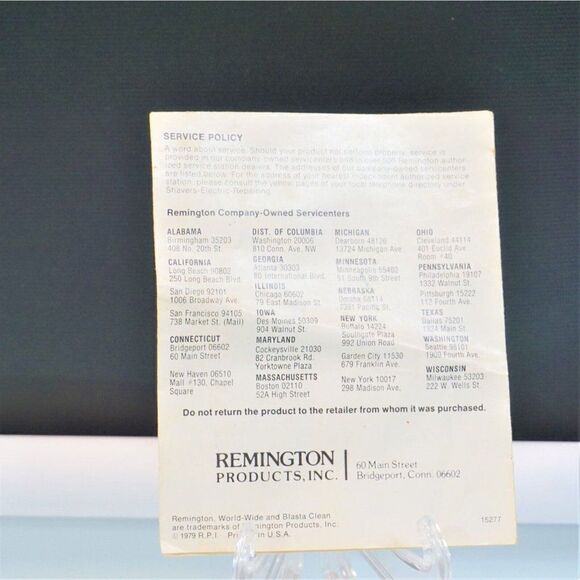 REMINGTON Use and Care Manual Only Triple Head Electric Shaver 1979 - Picture 2 of 4